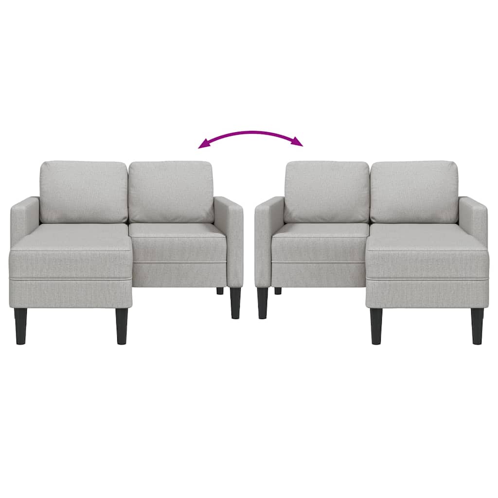2-personers sofa med chaiselong L-formet 125 cm stof skygrå