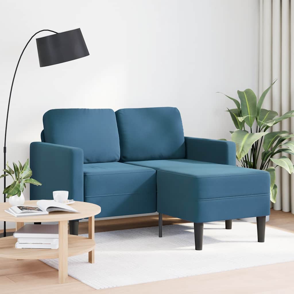 2-personers sofa med chaiselong L-formet 125 cm fløjl blå