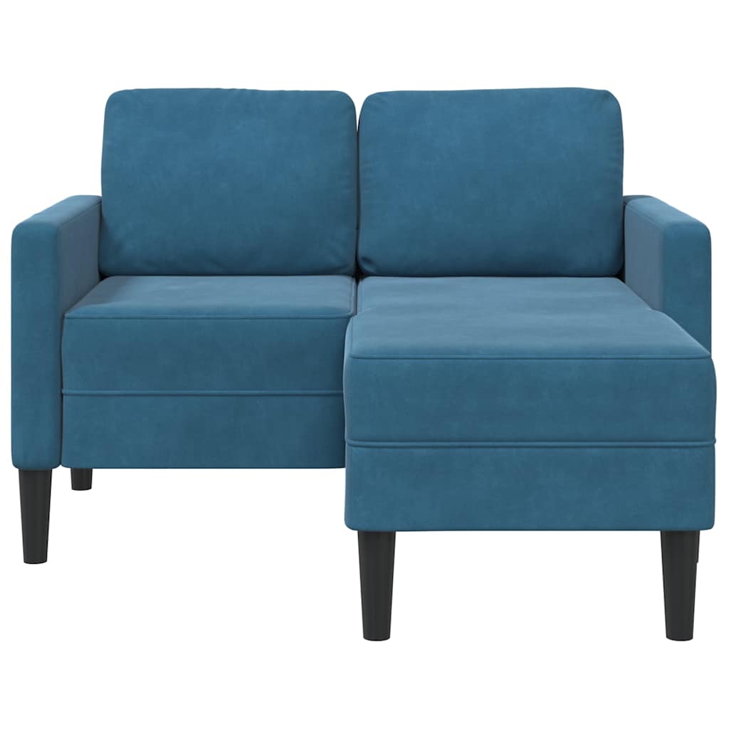 2-personers sofa med chaiselong L-formet 125 cm fløjl blå