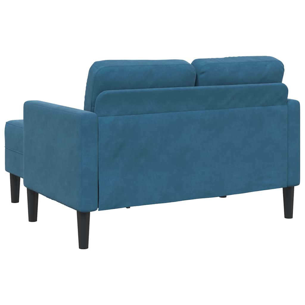 2-personers sofa med chaiselong L-formet 125 cm fløjl blå