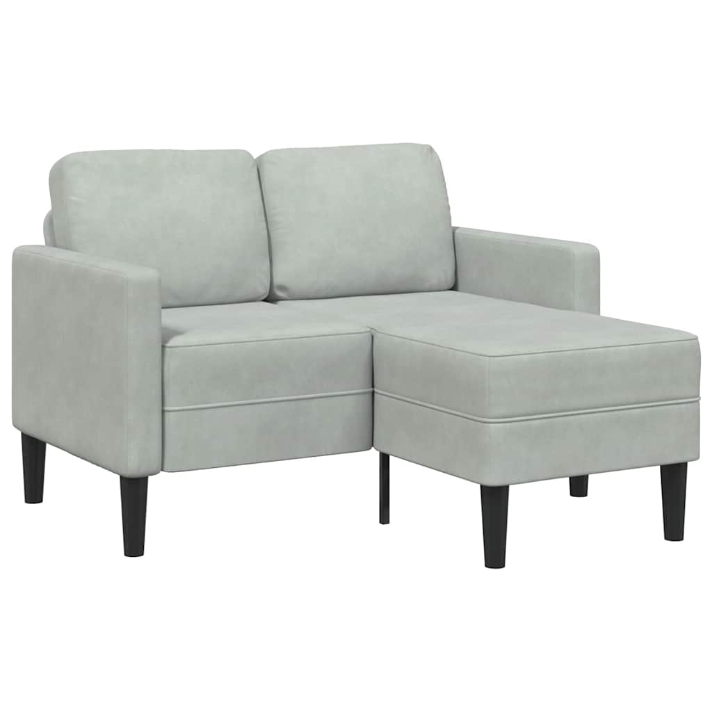 2-personers sofa med chaiselong L-formet 125 cm fløjl lysegrå
