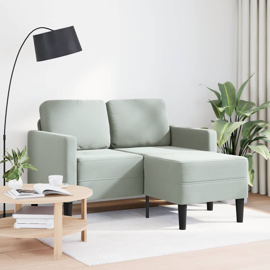 2-personers sofa med chaiselong L-formet 125 cm fløjl lysegrå