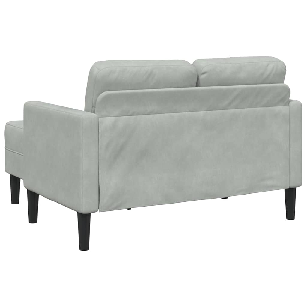 2-personers sofa med chaiselong L-formet 125 cm fløjl lysegrå