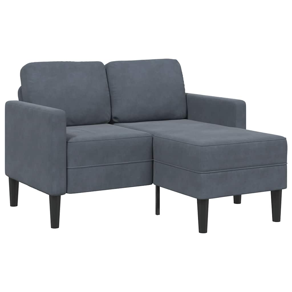 2-personers sofa med chaiselong L-formet 125 cm fløjl mørkegrå billede