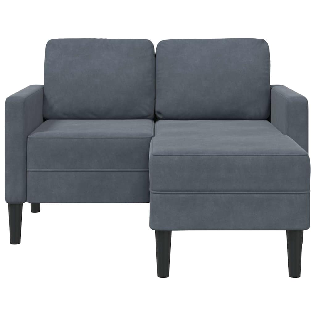 2-personers sofa med chaiselong L-formet 125 cm fløjl mørkegrå