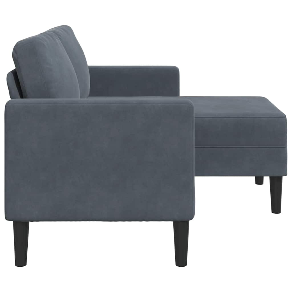 2-personers sofa med chaiselong L-formet 125 cm fløjl mørkegrå