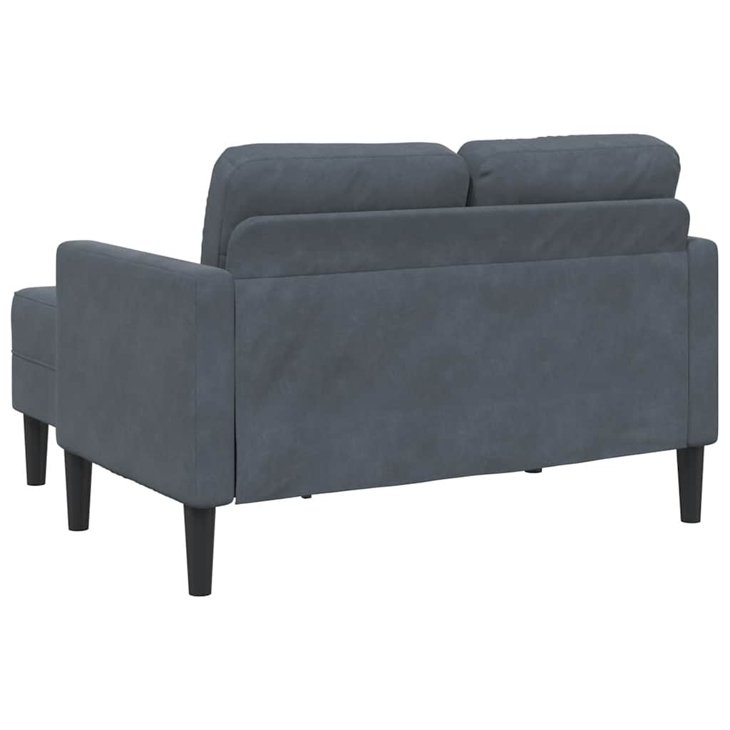 2-personers sofa med chaiselong L-formet 125 cm fløjl mørkegrå