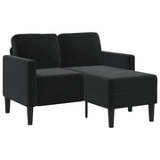 2-personers sofa med chaiselong L-formet sort 125 cm fløjl