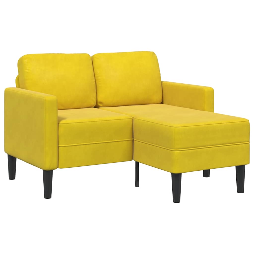 2-personers sofa med chaiselong L-formet 125 cm fløjl gul