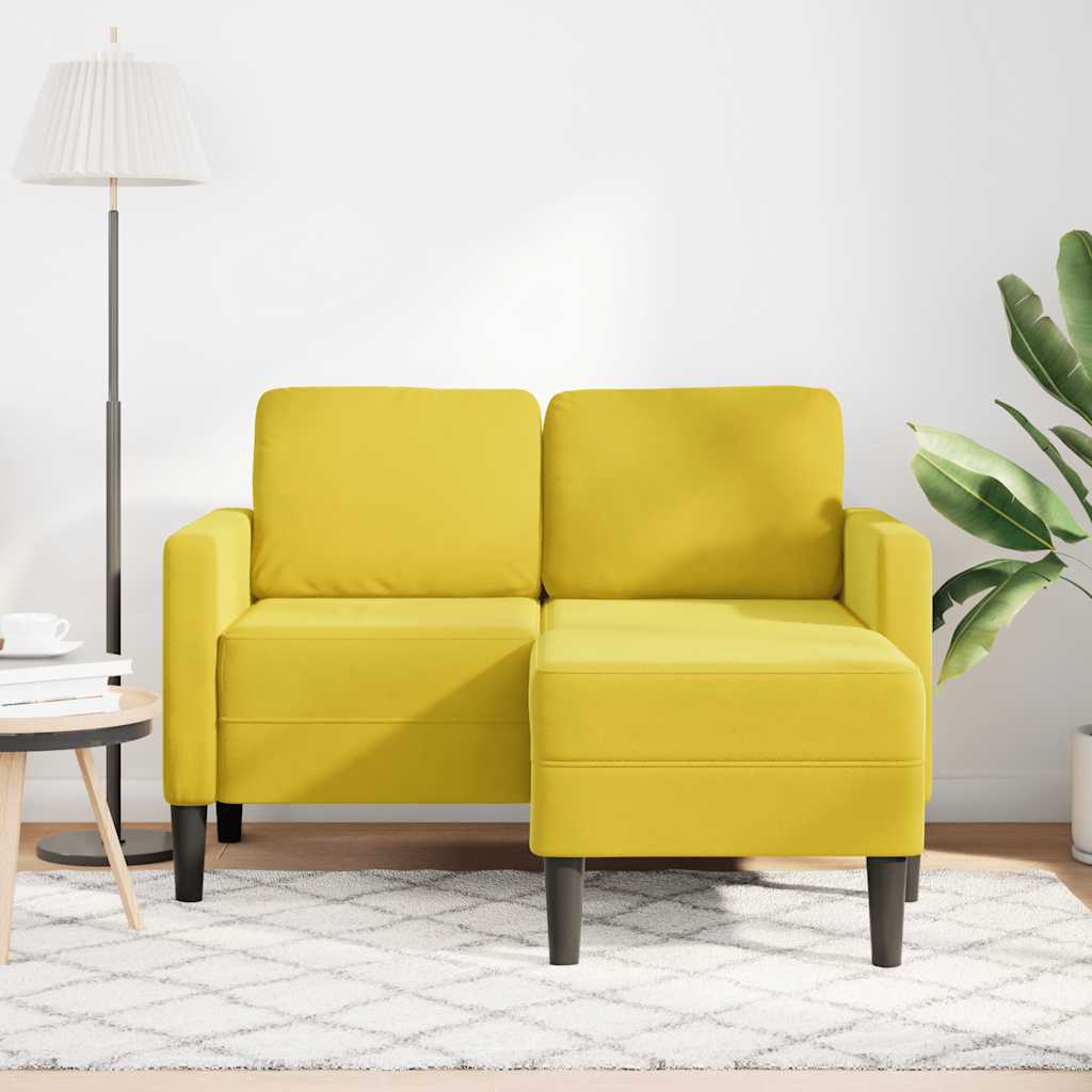 2-personers sofa med chaiselong L-formet 125 cm fløjl gul