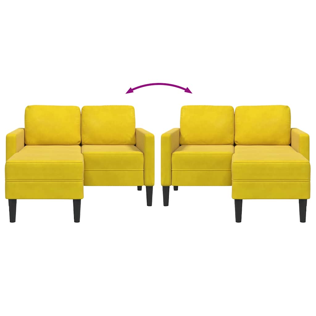 2-personers sofa med chaiselong L-formet 125 cm fløjl gul