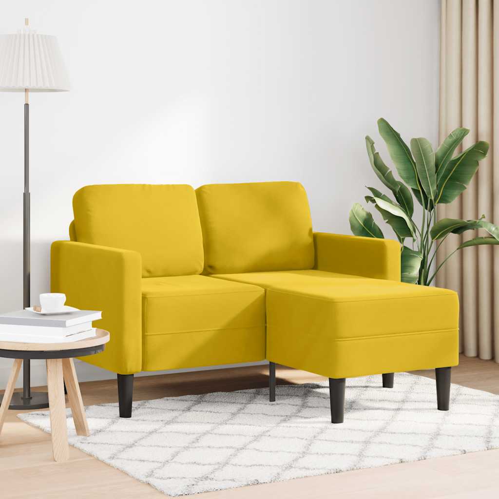 2-personers sofa med chaiselong L-formet 125 cm fløjl gul