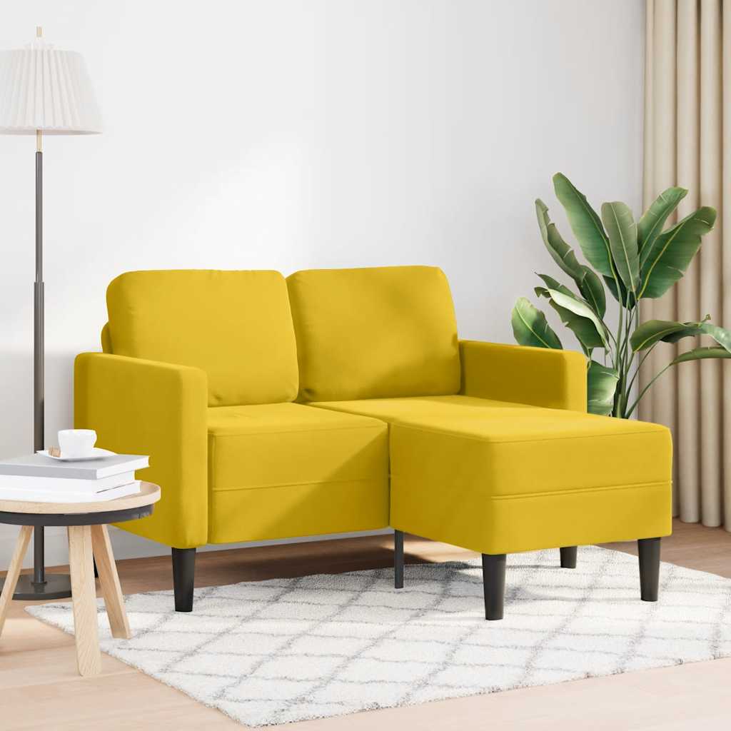 2-personers sofa med chaiselong L-formet 125 cm fløjl gul