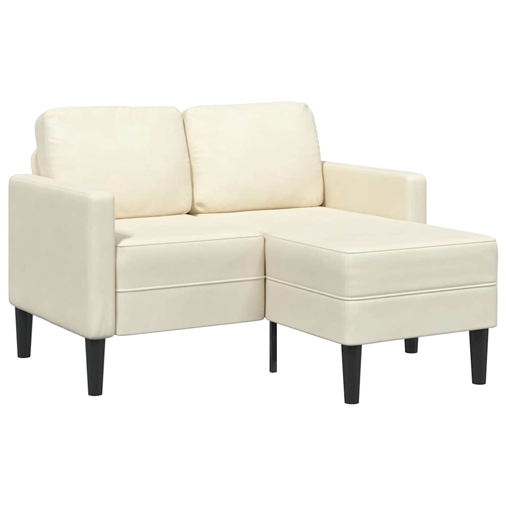 2-personers sofa med chaiselong L-formet 125 cm fløjl creme