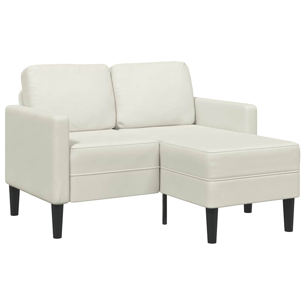 2-personers sofa med chaiselong L-formet 125 cm fløjl creme