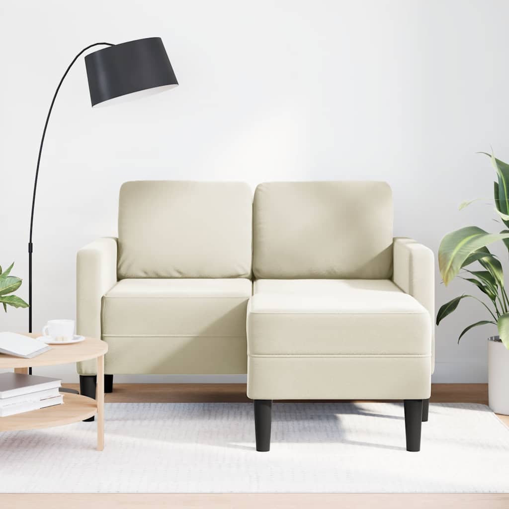 2-personers sofa med chaiselong L-formet 125 cm fløjl creme