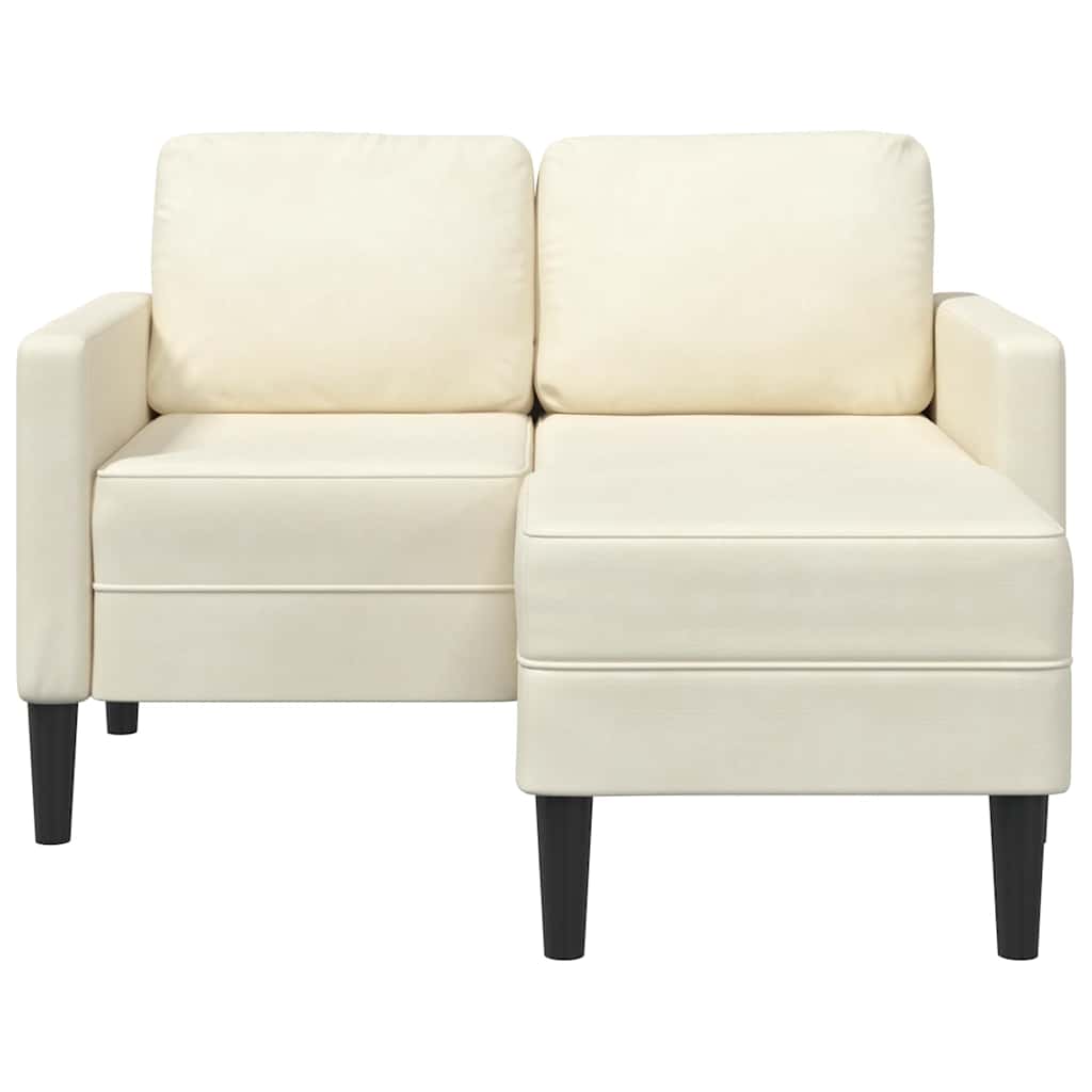 2-personers sofa med chaiselong L-formet 125 cm fløjl creme