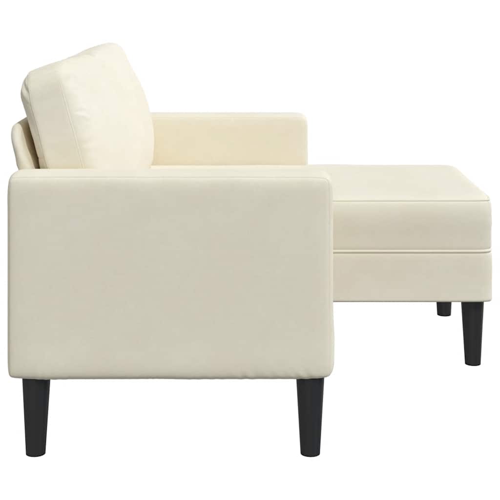 2-personers sofa med chaiselong L-formet 125 cm fløjl creme