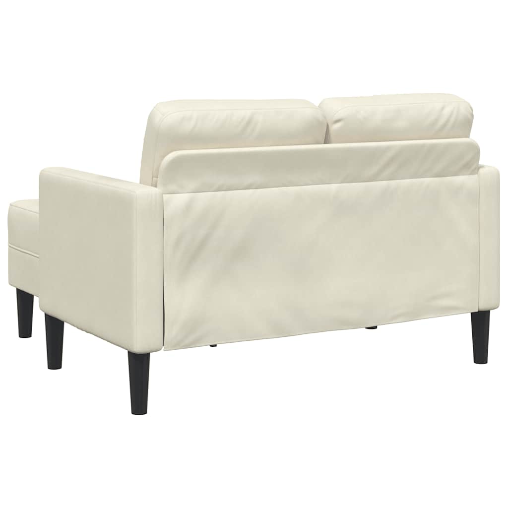 2-personers sofa med chaiselong L-formet 125 cm fløjl creme