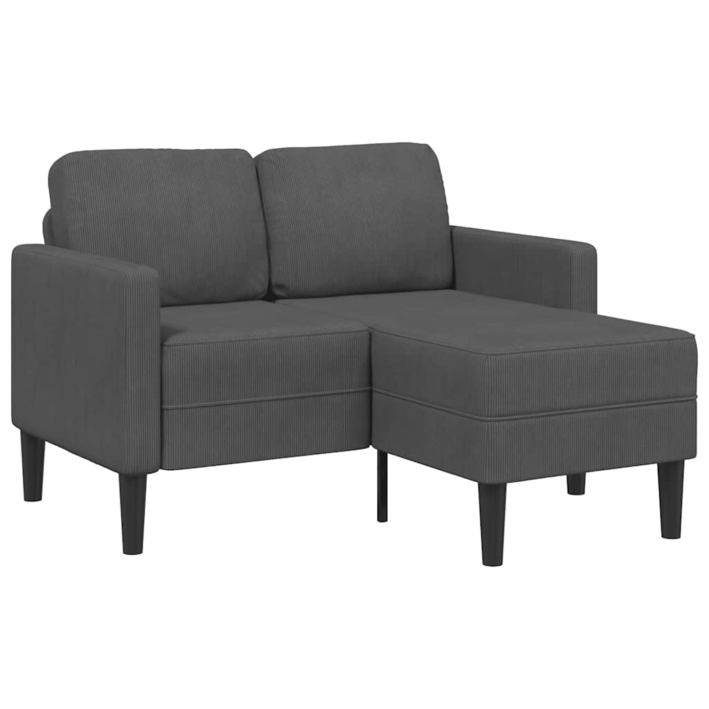 2-personers sofa med chaiselong L-formet mrkegr 125 cm hr