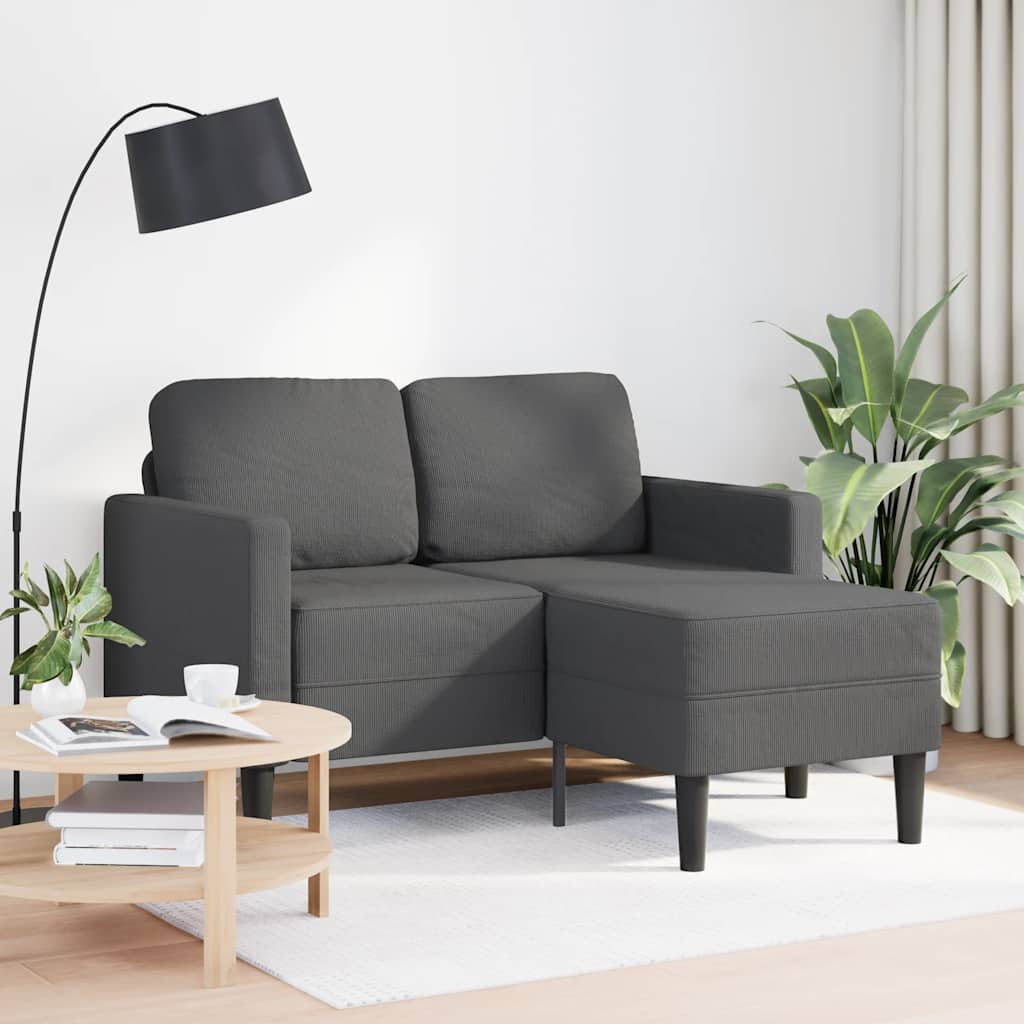 2-personers sofa med chaiselong L-formet mørkegrå 125 cm hør