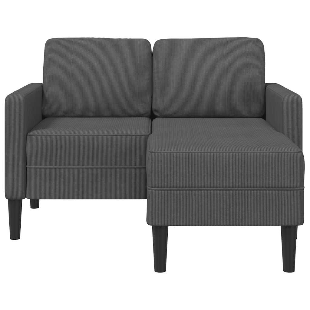 2-personers sofa med chaiselong L-formet mørkegrå 125 cm hør
