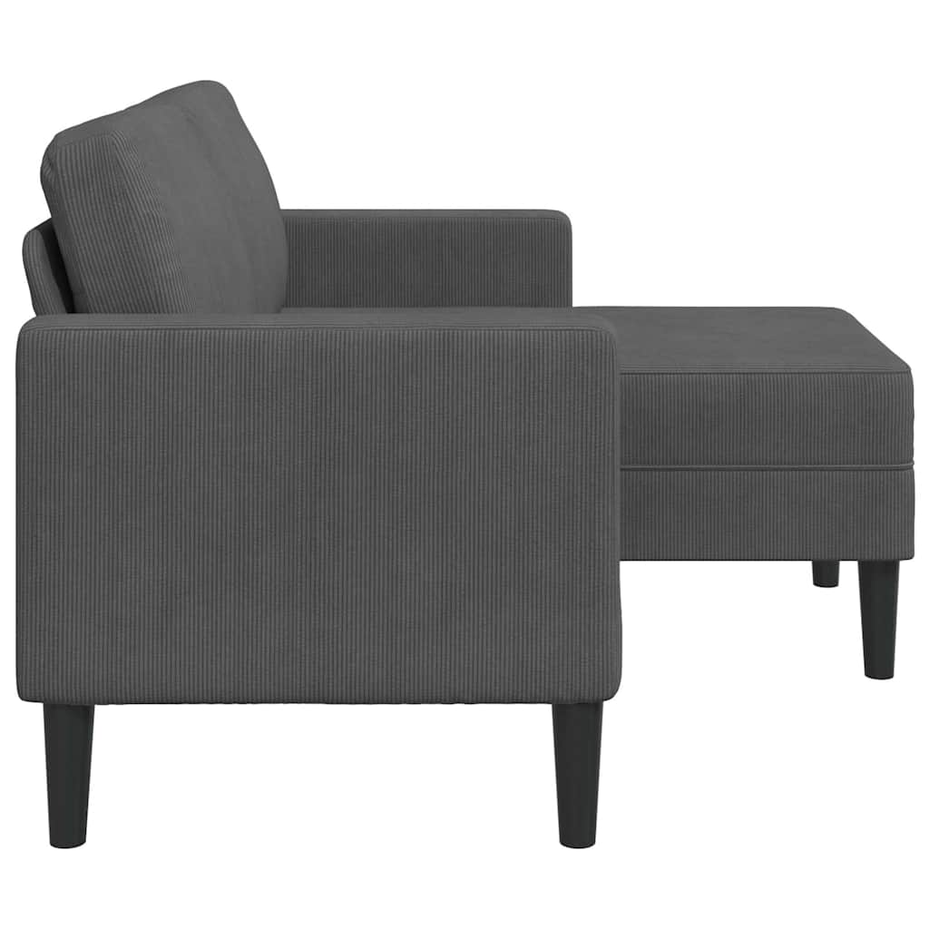 2-personers sofa med chaiselong L-formet mørkegrå 125 cm hør