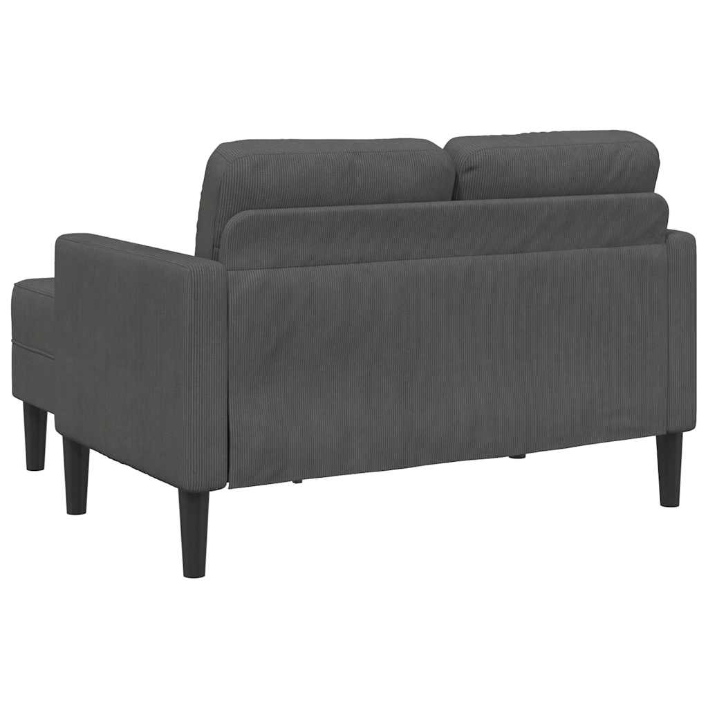 2-personers sofa med chaiselong L-formet mørkegrå 125 cm hør
