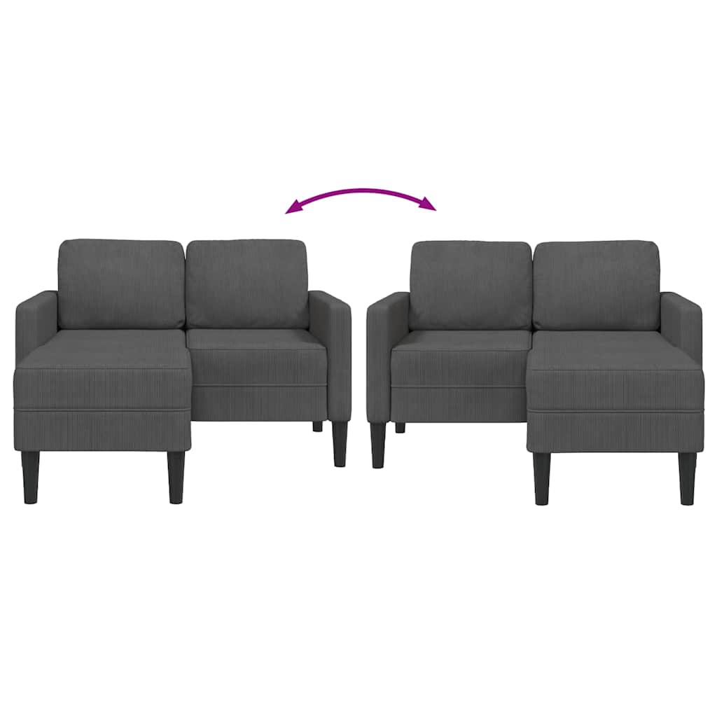 2-personers sofa med chaiselong L-formet mørkegrå 125 cm hør