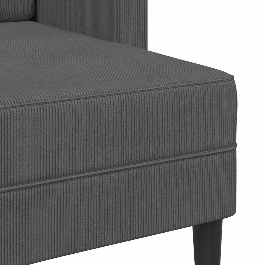 2-personers sofa med chaiselong L-formet mørkegrå 125 cm hør