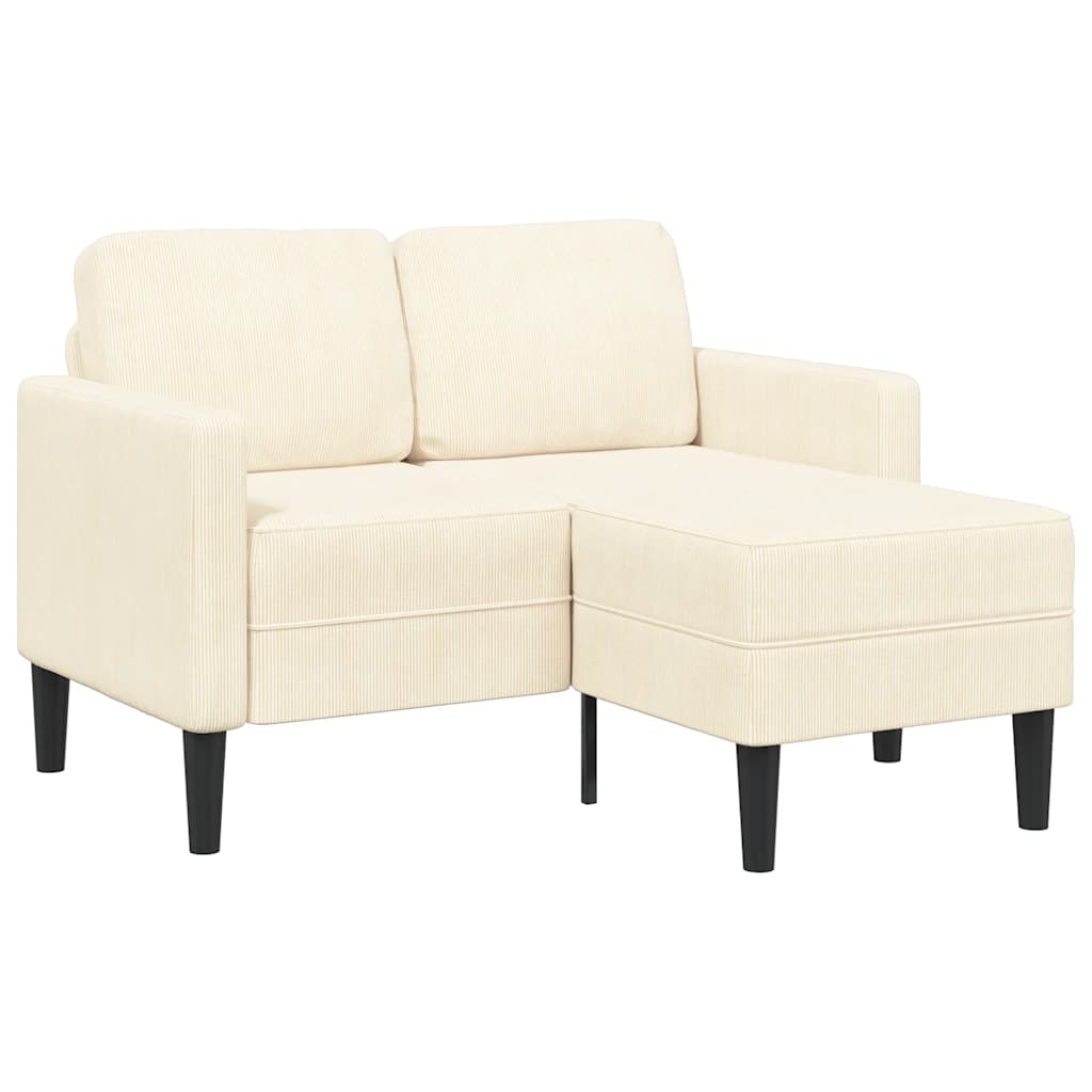 2-personers sofa med chaiselong L-formet 125 cm linned creme billede