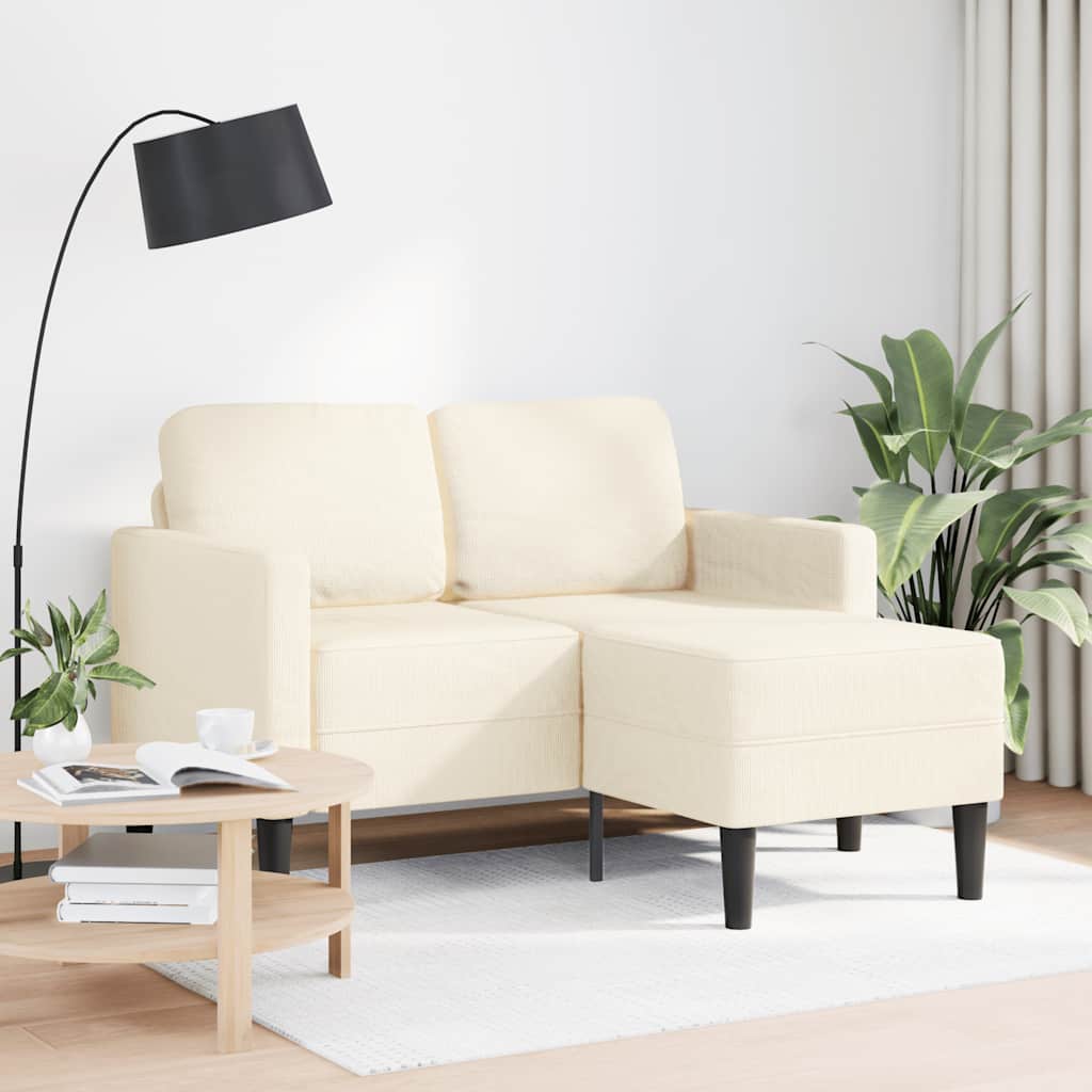 2-personers sofa med chaiselong L-formet 125 cm linned creme