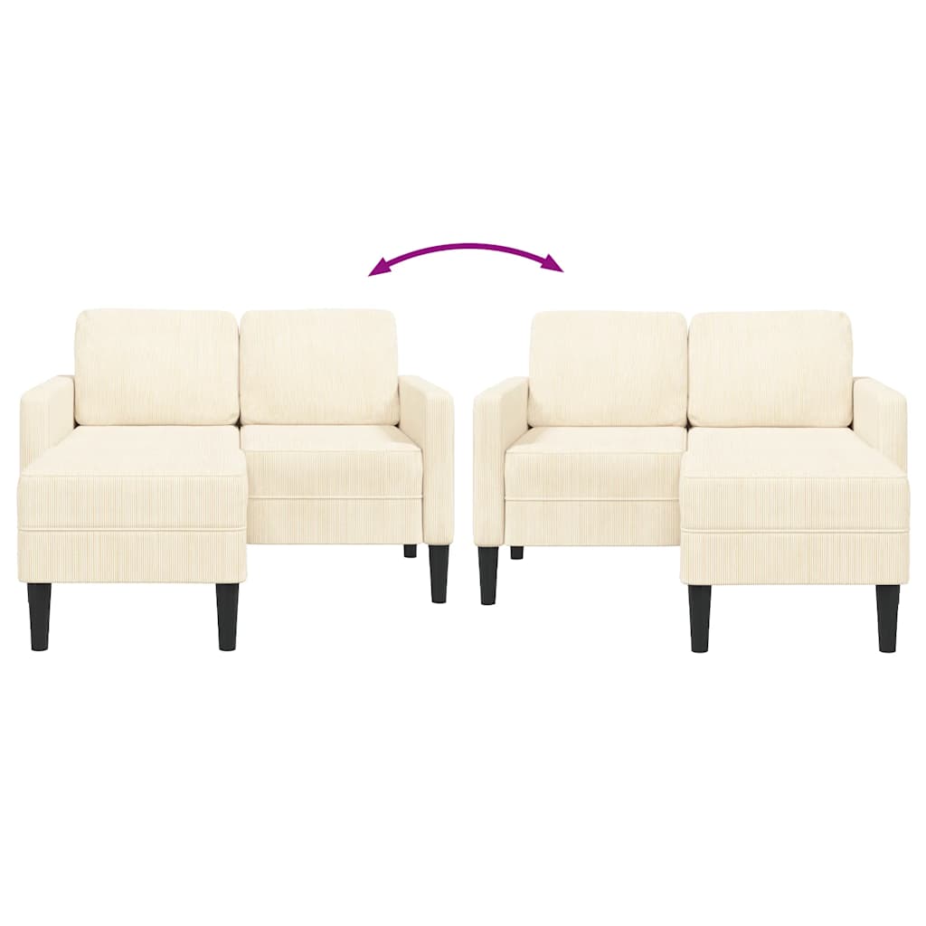 2-personers sofa med chaiselong L-formet 125 cm linned creme