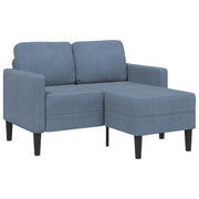 2-personers sofa med chaiselong L-formet 125 cm linned blå