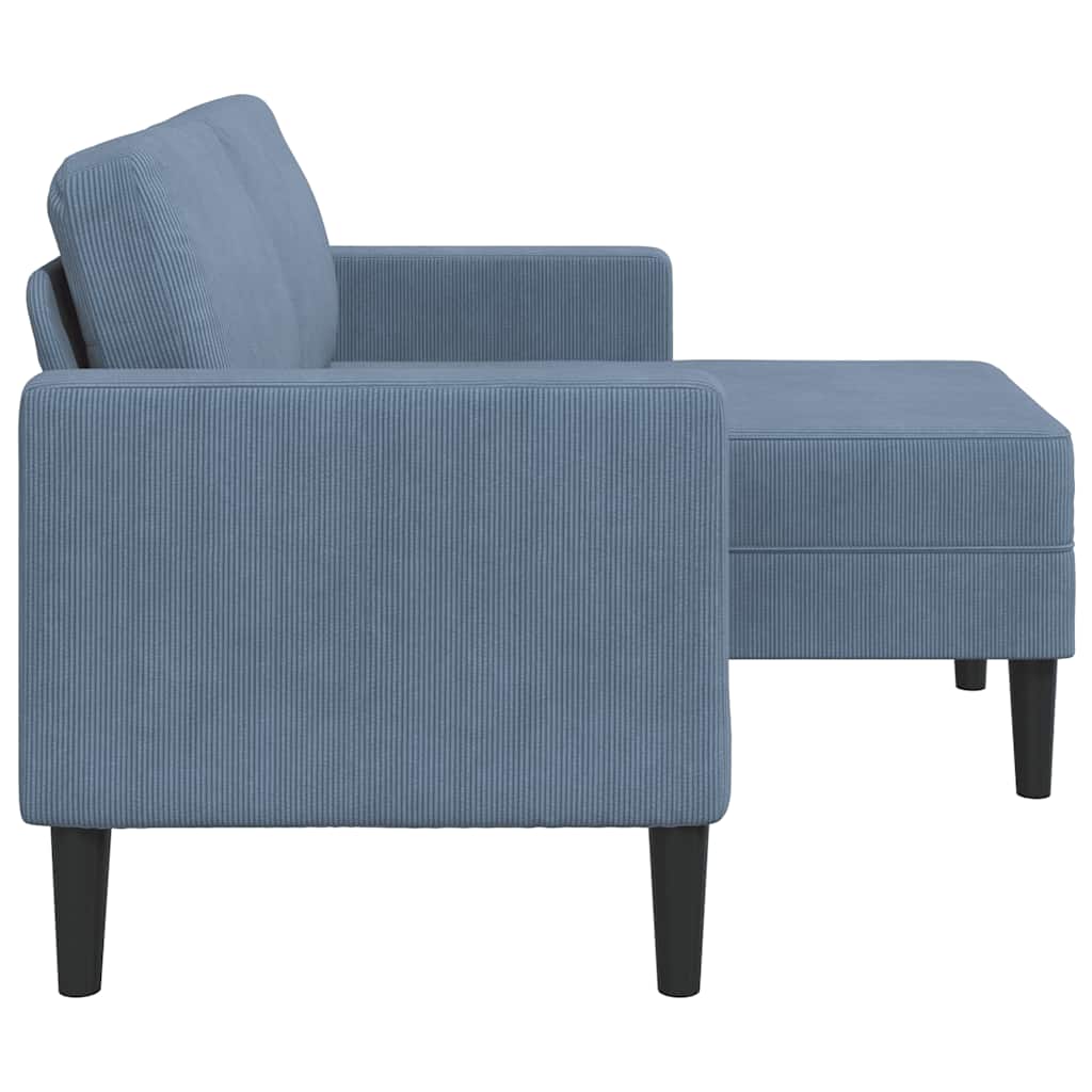 2-personers sofa med chaiselong L-formet 125 cm linned blå