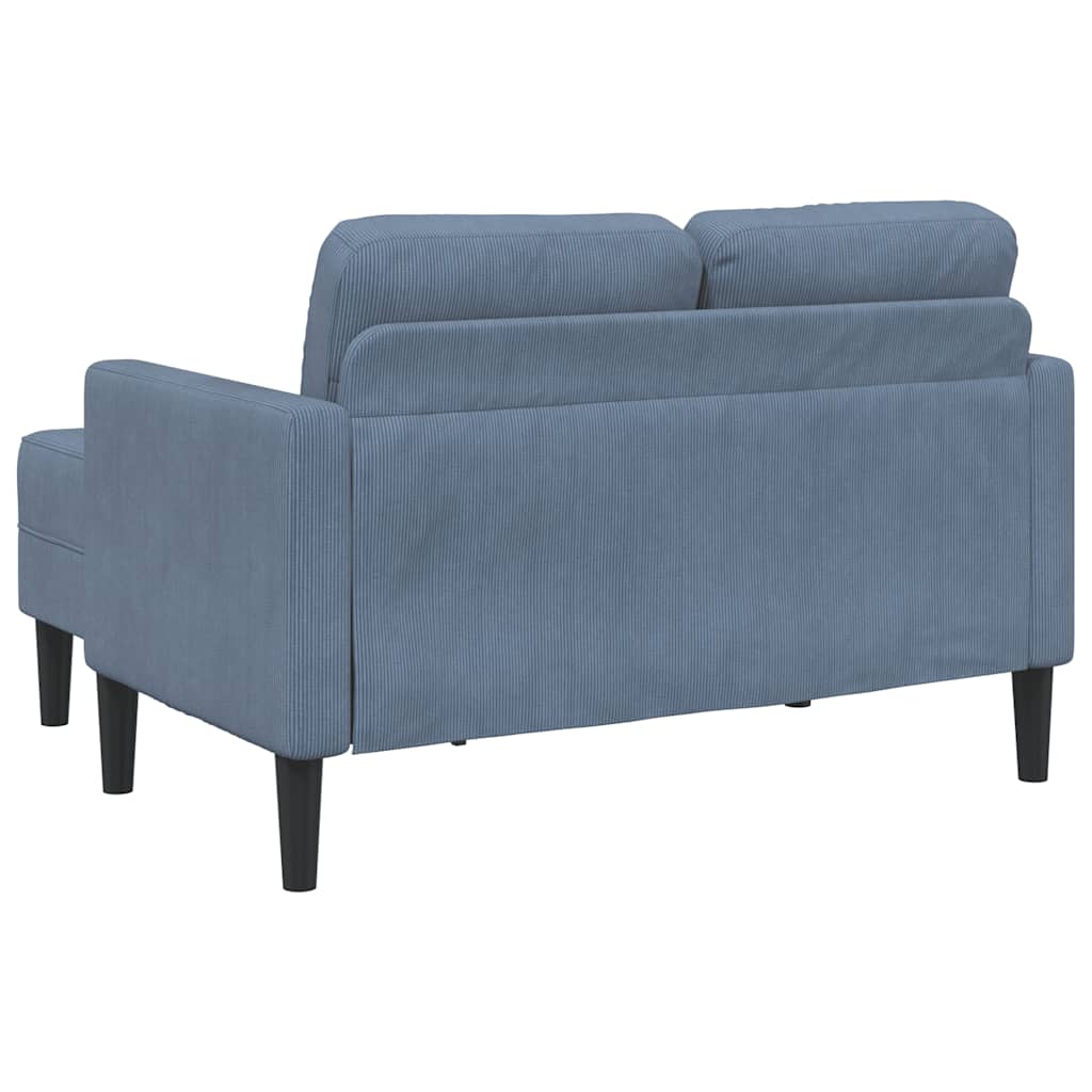2-personers sofa med chaiselong L-formet 125 cm linned blå