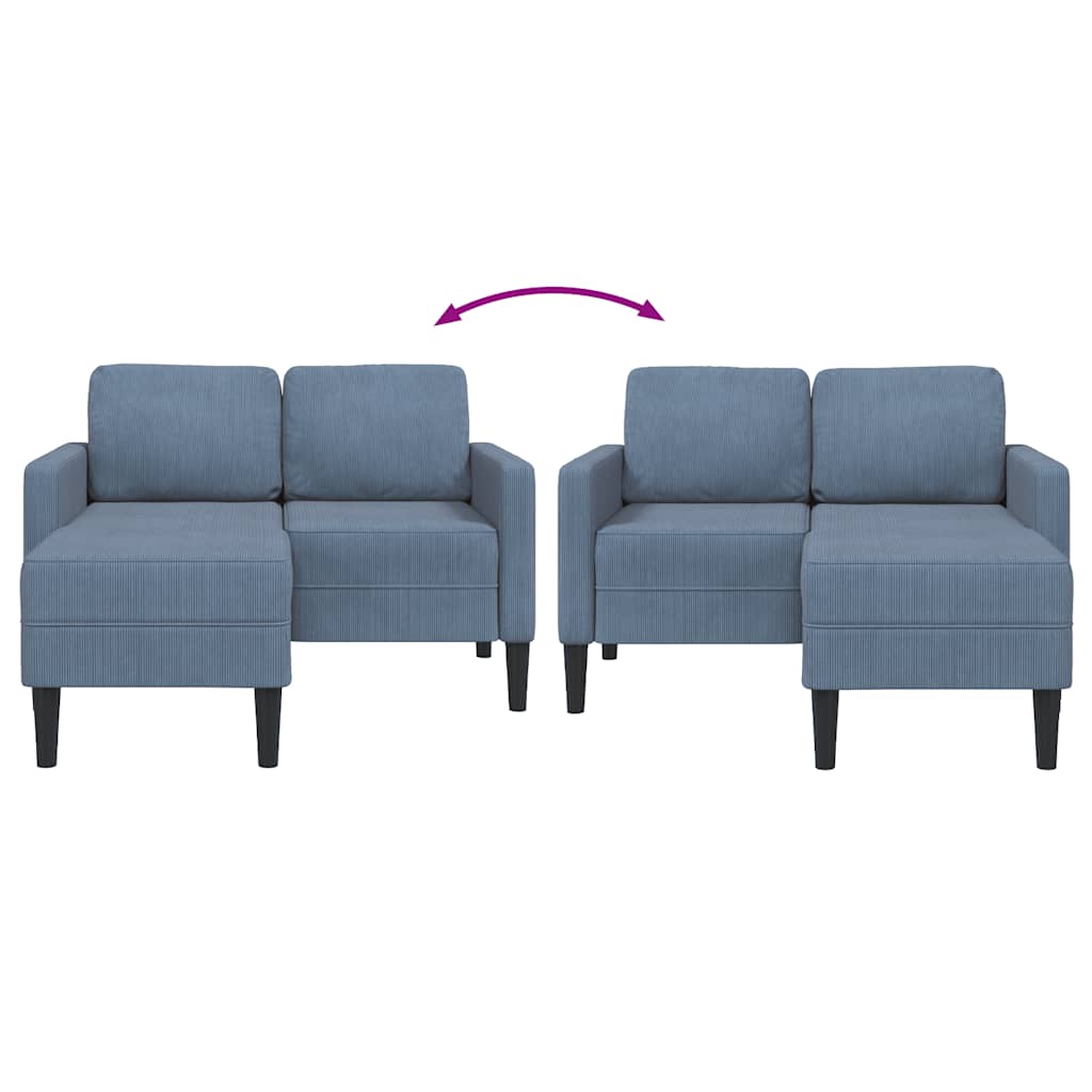 2-personers sofa med chaiselong L-formet 125 cm linned blå