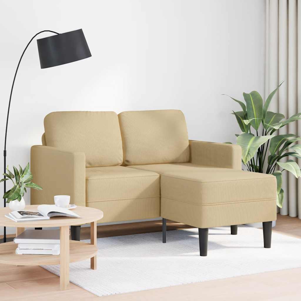 2-personers sofa med chaiselong L-formet 125 cm linned grågrøn