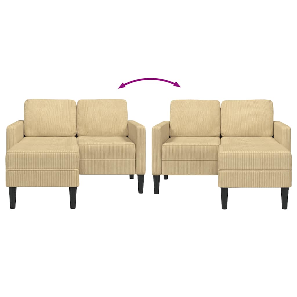 2-personers sofa med chaiselong L-formet 125 cm linned grågrøn
