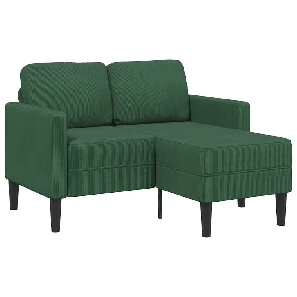 2-personers sofa med chaiselong L-formet 125 cm linned mrkegrn