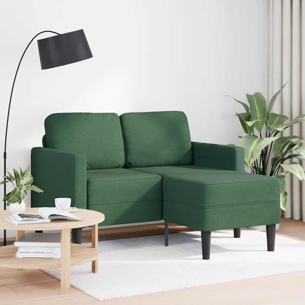 2-personers sofa med chaiselong L-formet 125 cm linned mørkegrøn