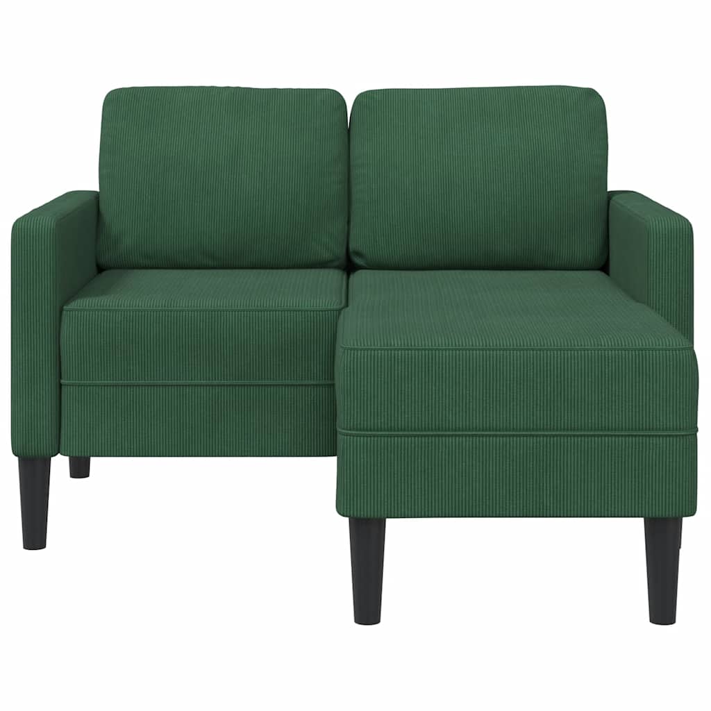 2-personers sofa med chaiselong L-formet 125 cm linned mørkegrøn