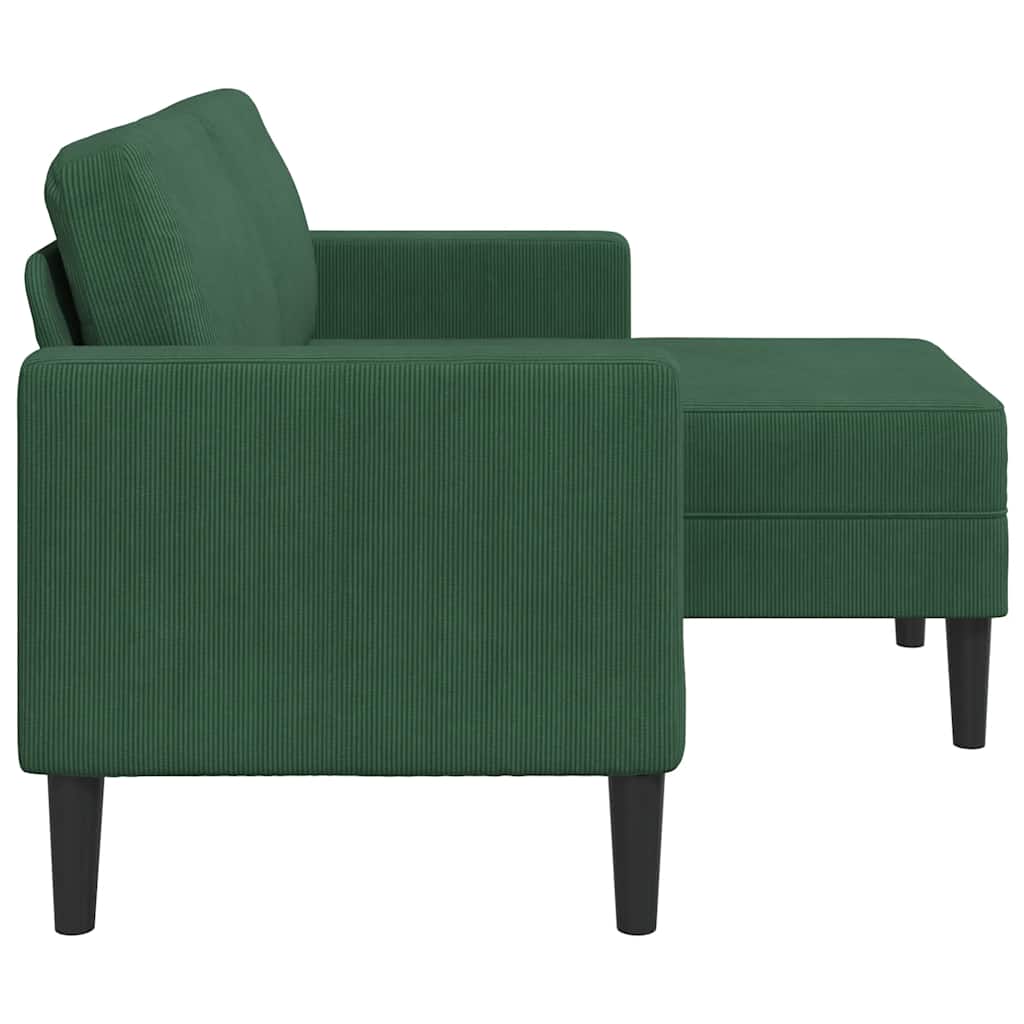 2-personers sofa med chaiselong L-formet 125 cm linned mørkegrøn