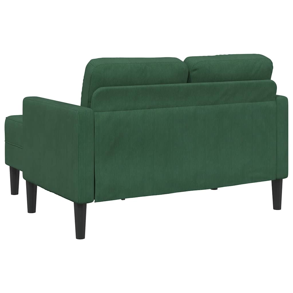 2-personers sofa med chaiselong L-formet 125 cm linned mørkegrøn