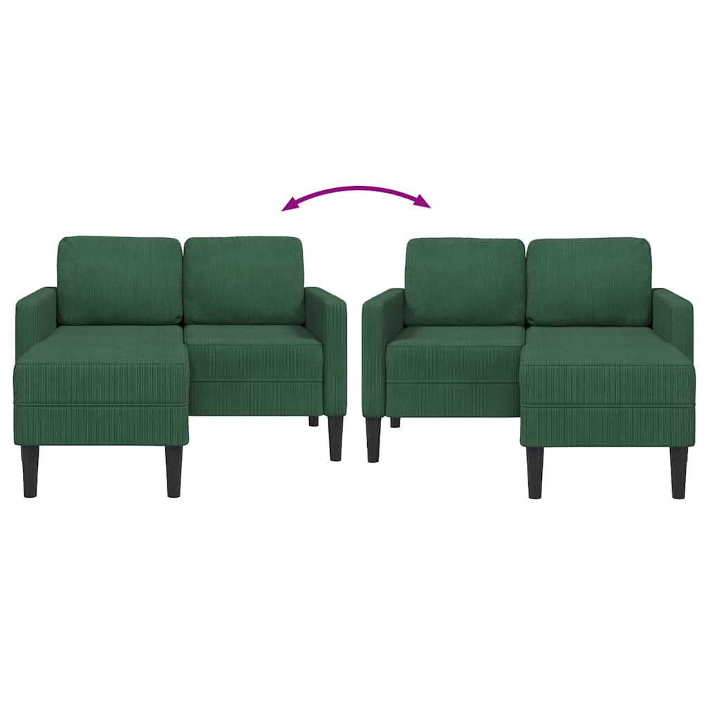 2-personers sofa med chaiselong L-formet 125 cm linned mørkegrøn