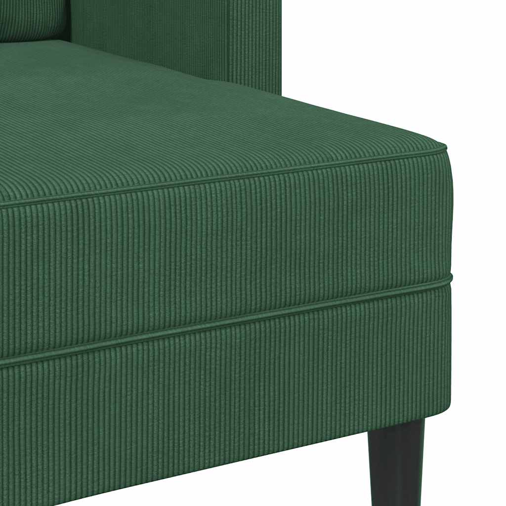 2-personers sofa med chaiselong L-formet 125 cm linned mørkegrøn