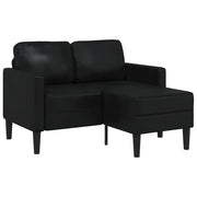 2-personers sofa med chaiselong L-formet sort 125 cm kunstlæder