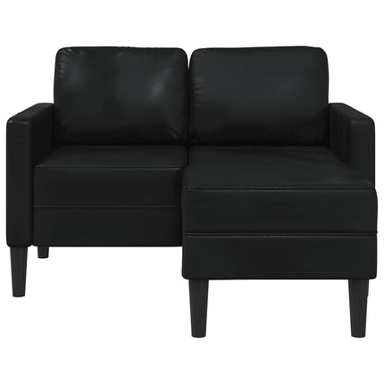 2-personers sofa med chaiselong L-formet sort 125 cm kunstlæder
