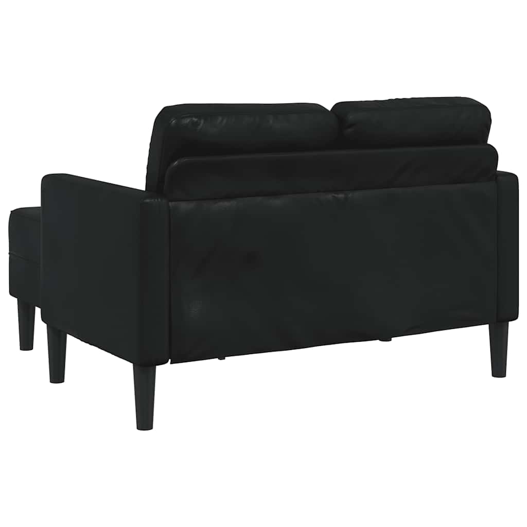 2-personers sofa med chaiselong L-formet sort 125 cm kunstlæder