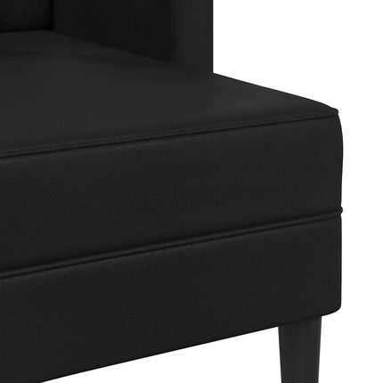 2-personers sofa med chaiselong L-formet sort 125 cm kunstlæder